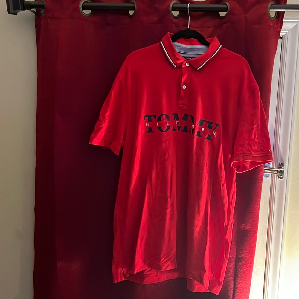 Red Tommy Hilfiger polo extra-large for men